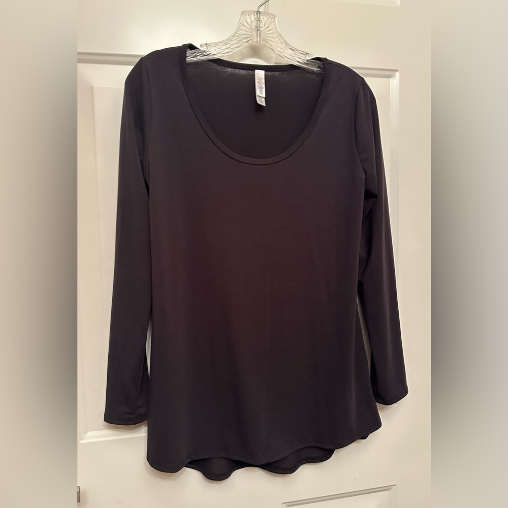 Black Long Sleeve Scoop Neck Top Women’s Small Soft Stretch Casual Layering Tee